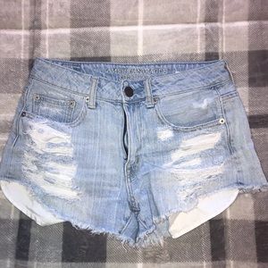American Eagle Light Wash Ripped Shorts